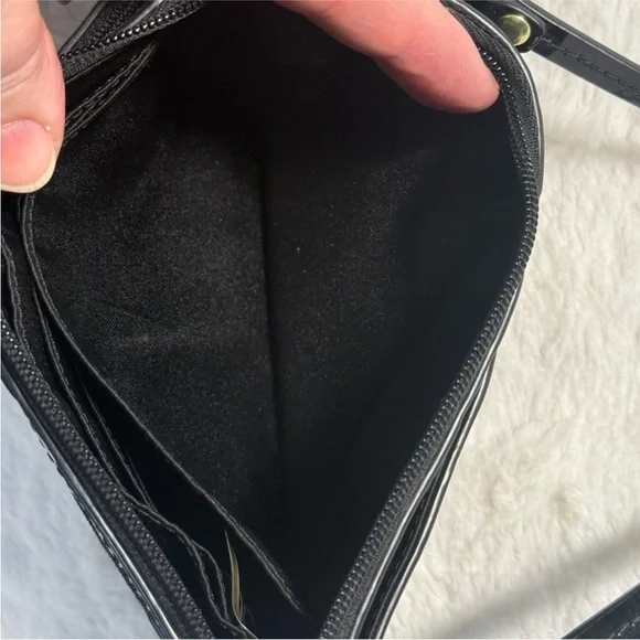 Coach Peyton Op Art Embossed Black Patent Leather Wristlet ~ Lk. New😍 - Picture 7 of 9